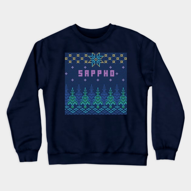 Ugly Christmas Sweater But For Sappho Crewneck Sweatshirt by For Lesbians, By Lesbians